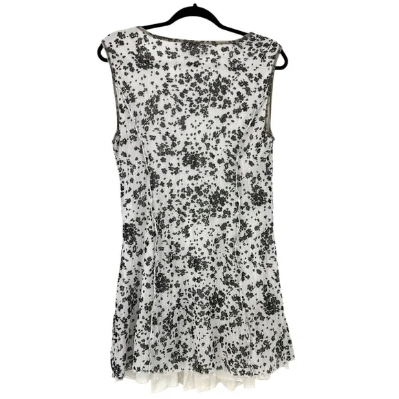 Fleur de Lis Layered Mixed-Print Boho Art Tunic Dress Floral & Polka Dot - Picture 5 of 11